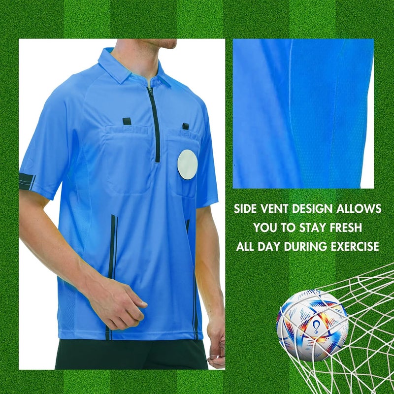 VKT Soccer Referee Shirt Jersey Kit Official Short Sleeve Ref Shirts Uniform Halloween Costume for Men & Women - Image 5